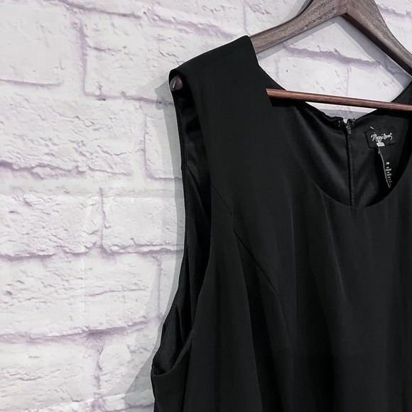 Maggie Barnes Black Sleeveless Midi Chiffon Lined‎ Sheath Dress size 24W Floral - Picture 5 of 10